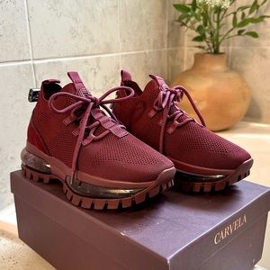 New CARVELA Lock Bubble Cleat Suede and Knitted Low-Top Trainers NEW WITH BOX
